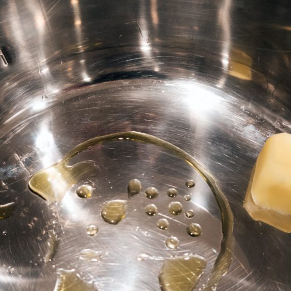 Pats of butter melting in an Instant Pot