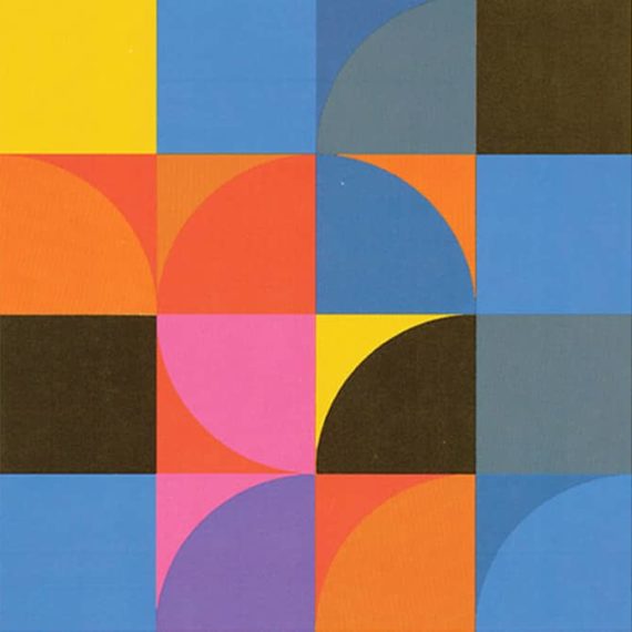 Geometric shapes form a square on the cover of a Herman Miller publication