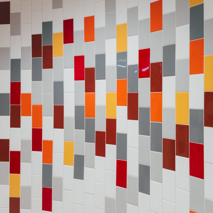 Colorful bathroom tile at the Toronto Airport