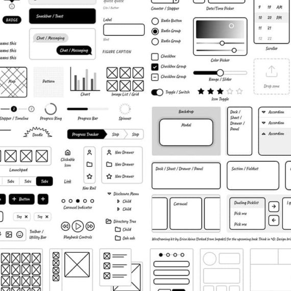 Low-fidelity wireframe UX sketching kit