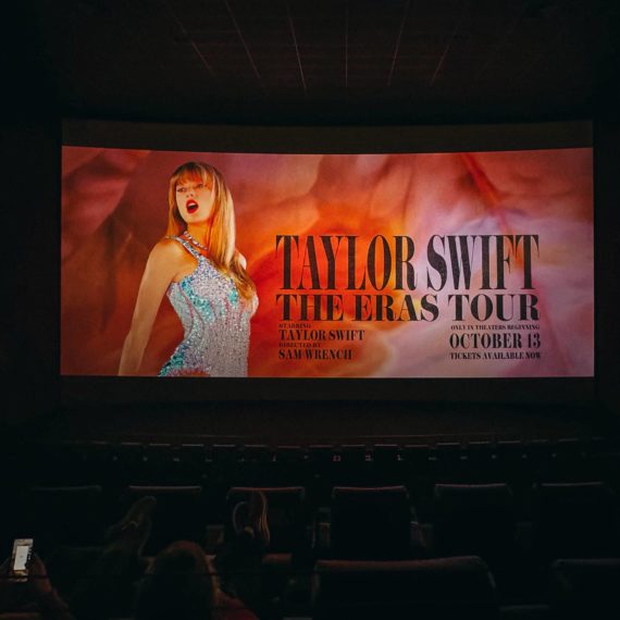 Taylor Swift Era's movie title screen at movie theater