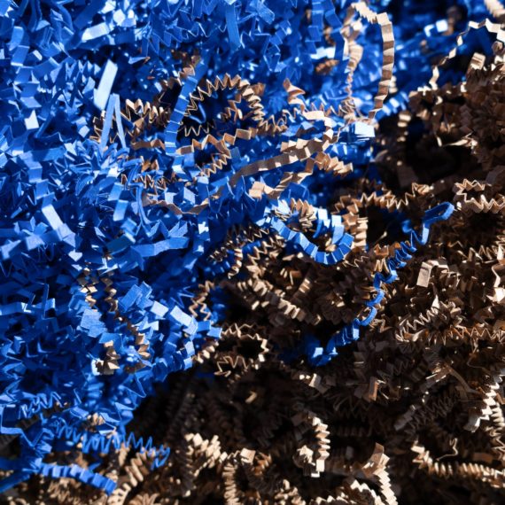 Paper packing material in blue and natural color