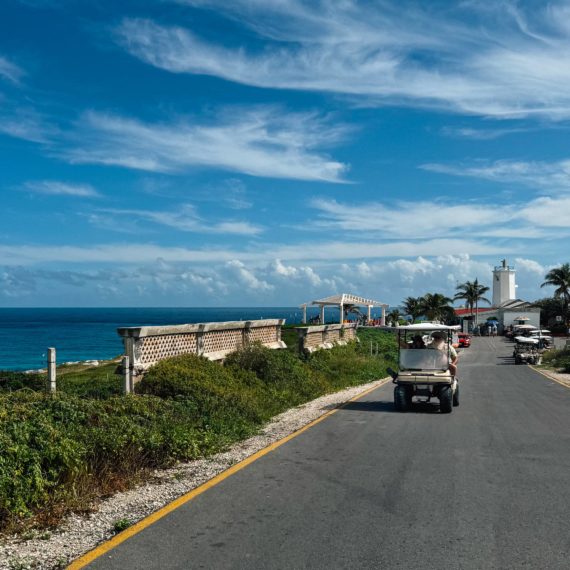 Driving around a Mexican Caribbean island on a golf cart