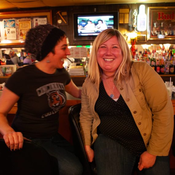 Two women at bar