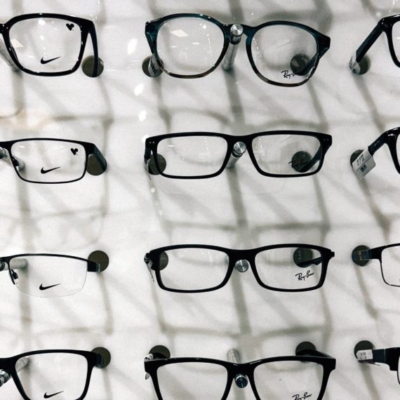 Glasses on display