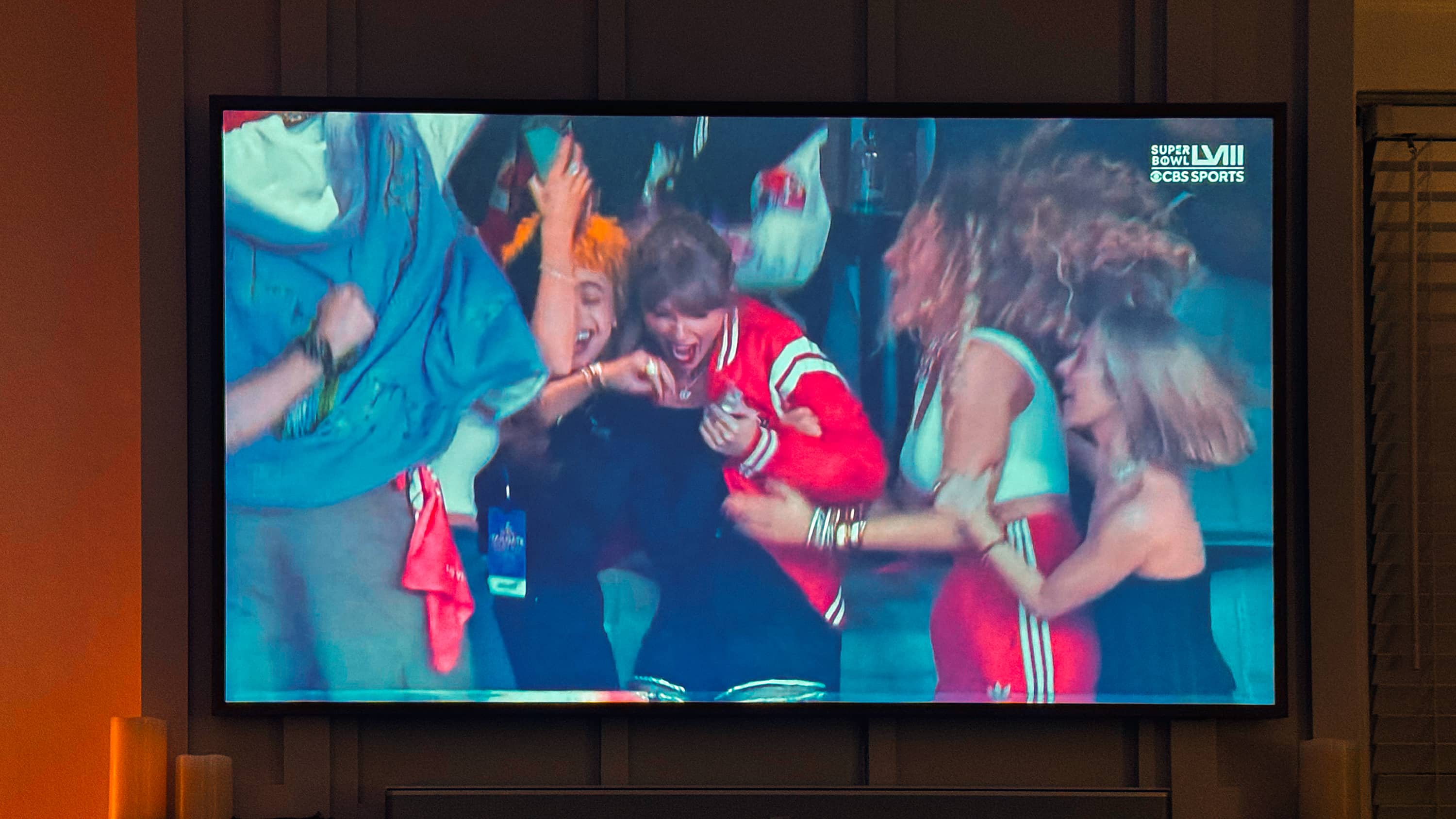 Taylor Swift hugs Ice Spice after the Kansas City Chiefs win the 2024 Super Bowl