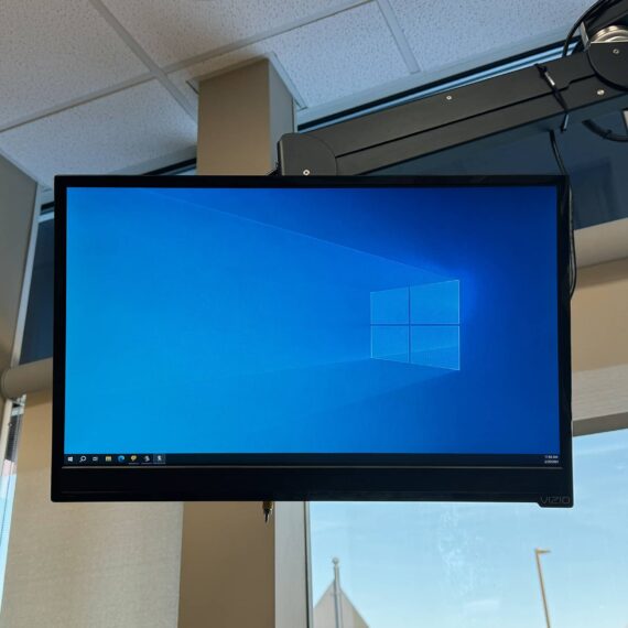 Windows 10 hero image on a display at a dentist office