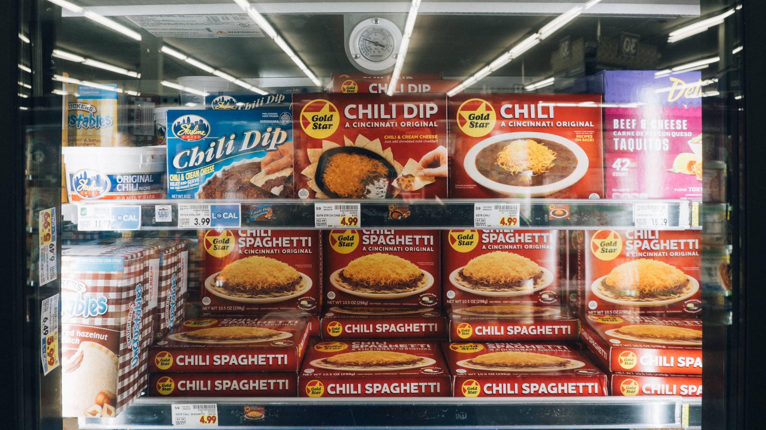 Frozen Cincinnati Chili section at Kroger