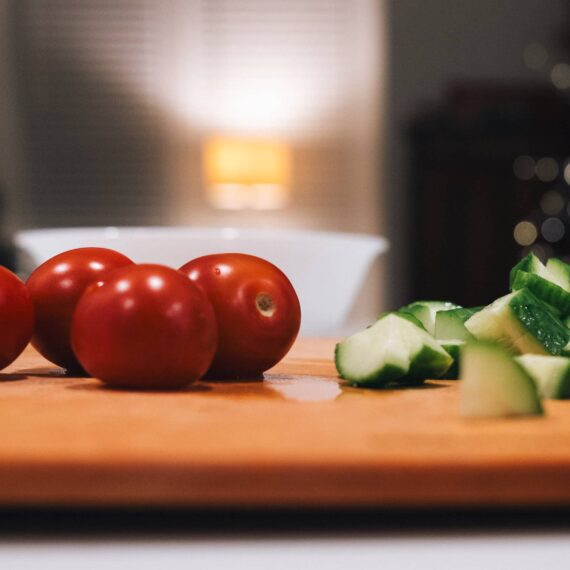 Cherry tomatoes and cucumbers