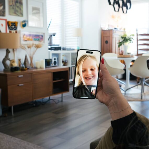 Mother does a video call with her daughter