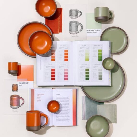 Orange and soft green plates